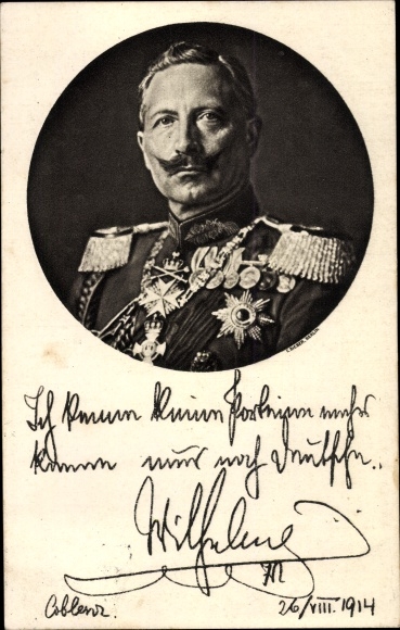 Postcard Kaiser Wilhelm II., I don&#39;t know any parties anymore, quote 1914