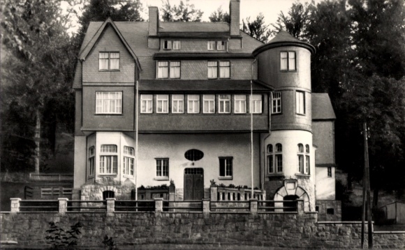 Postcard Asbach Schmalkalden in the Thuringian Forest, Asbach recreation center, large villa, trees, architecture