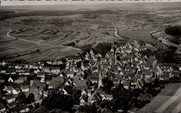 Postcard Gechingen in the Black Forest, aerial photograph