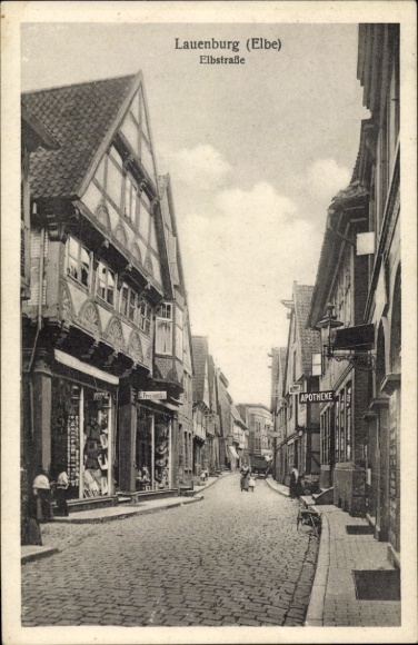 Postcard Lauenburg an der Elbe, Elbstraße, Pharmacy