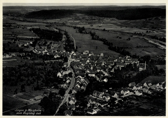 Postcard Singen Remchingen in Enzkreis, aerial photograph