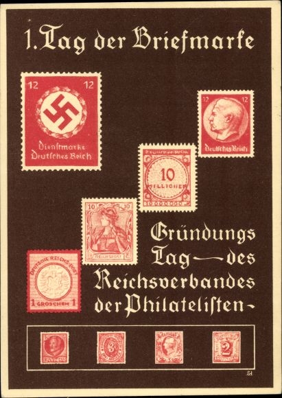 Postzegels Ak 1. Dag van de postzegel, oprichtingsdag van de Reichsvereniging van filatelisten