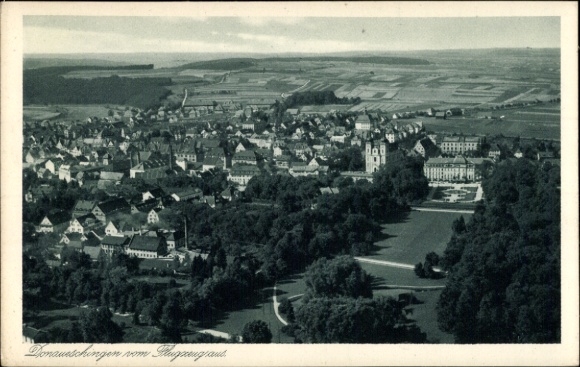 Postcard Donaueschingen in the Black Forest, aerial photograph