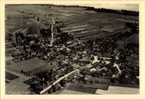 Postcard Inning am Ammersee Upper Bavaria, aerial photograph
