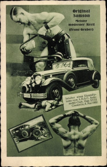 PC original Samson, master of modern power, Franz Gruber, automobile, honorary diploma ADAC