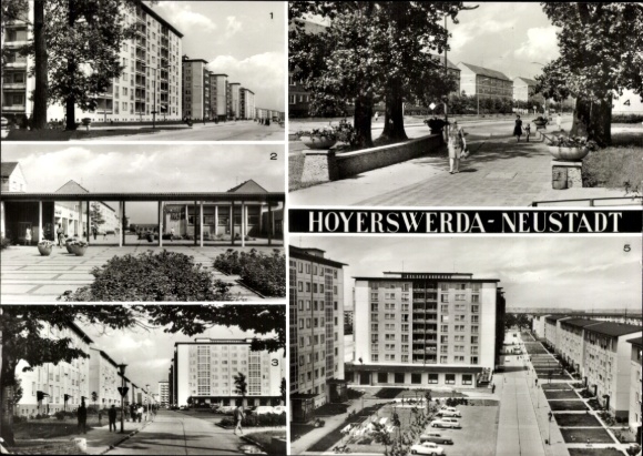 Postcard Hoyerswerda in Upper Lusatia, Neustadt, Magistrale, Kaufhof, Bert-Brecht-Straße