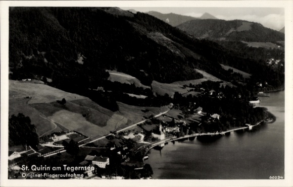 Postcard St. Quirin Gmund am Tegernsee Upper Bavaria, aerial photograph