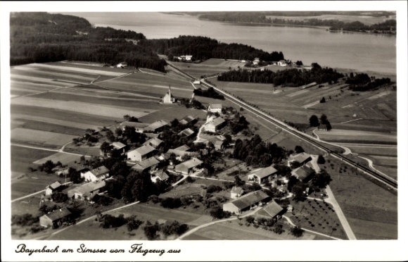 Postcard Bayerbach am Simsee Baierbach Stephanskirchen Upper Bavaria, aerial view of Bayerbach, Simssee,