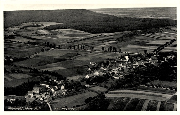 Postcard Michelfeld in the district of Schwäbisch Hall, aerial photograph