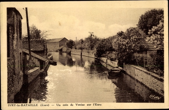 Postcard Ivry the Eure Battle, A corner of Venice on the Eure