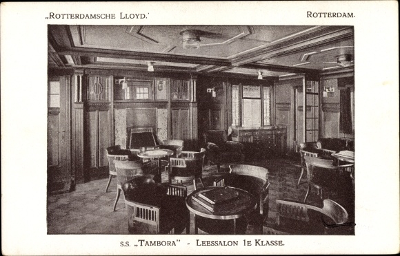 Ak Koninklijke Rotterdamsche Lloyd, KRL, SS Tambora, Leessalon 1e klas
