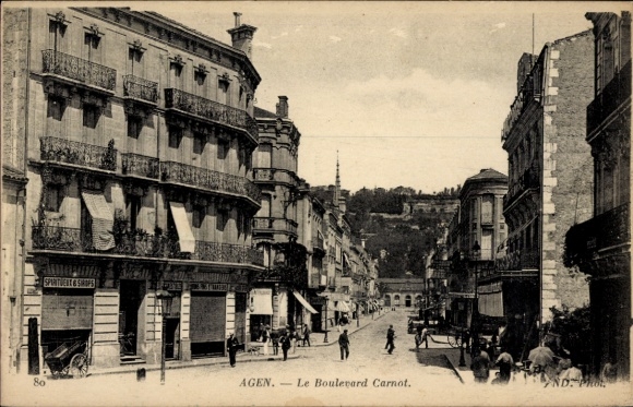 Ak Agen Lot et Garonne, Boulevard Carnot, Architektur, Menschen,  
