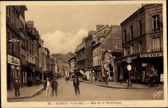 Postcard Elbeuf Seine Maritime, Rue de la Republique