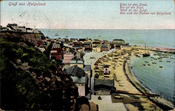 Ak Nordseeinsel Helgoland, Unterland, Strand