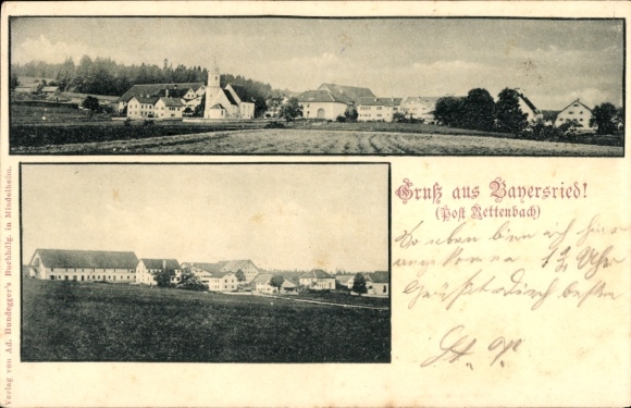 Postcard Bayersried Eggenthal in Upper Swabia, total view