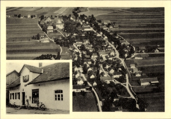 Postcard Amberg in Schwaben, aerial photograph, building