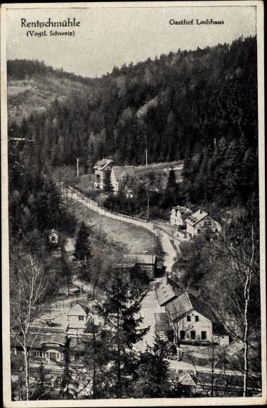 Postcard Rentzschmühle Pöhl in the Vogtland, Gasthof Lochhaus