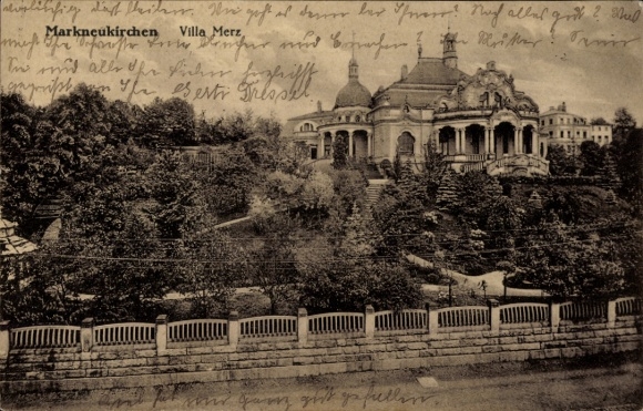 Postcard Markneukirchen in Vogtland, Villa Merz, garden,