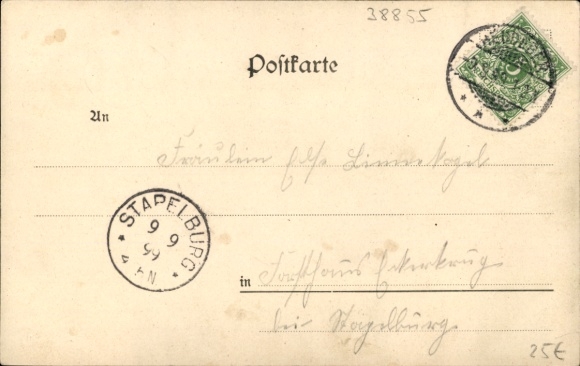 Litho Danstedt Nordharz, Heudeber, Kirche, Bahnhof, Denkmalplatz