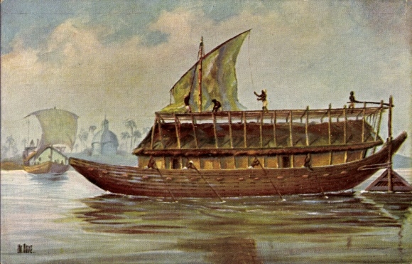 Artist Postcard Rave, Chr., Marine Gallery 107, Bengali transport boat, present time