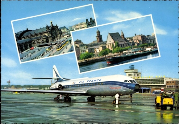 Ak Frankfurt am Main, Flughafen, Air France Flugzeug