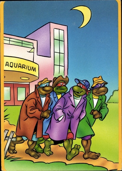 Postcard Comic, Teenage Mutant Ninja Turtles, Turtles as Civilians, Aquarium