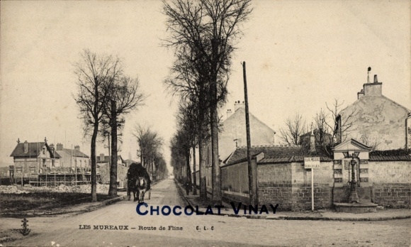Ak Les Mureaux Yvelines, Schwarze und weiße Fotografie, Straßenansicht, Häuser, Bäume, Pferd mit 