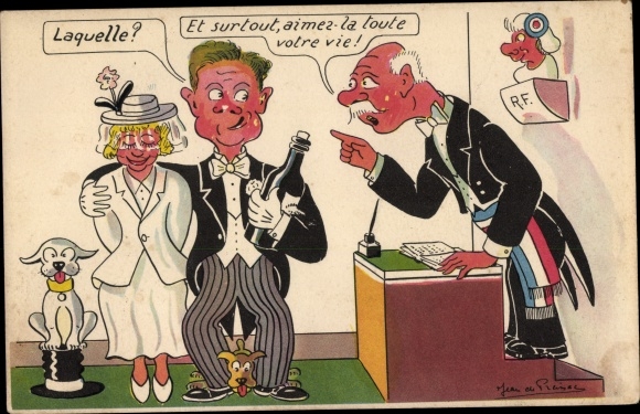 Artist Postcard Preissac, Which, and above all, love your whole life, Paar bei der Trauung, Hochzeit