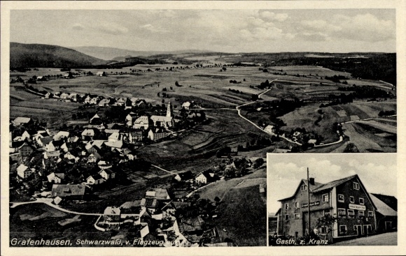 Ak Grafenhausen im Schwarzwald, Fliegeraufnahme, Gasth. z. Kranz