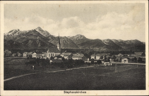 Postcard Stephanskirchen Oberbayern, general view, church