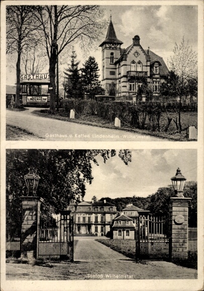 Postcard Calden in Hesse, Wilhelmsthal Castle, Lindenheim Inn-Café