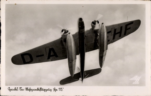 Postcard German Air Force, Sea Multi-Purpose Aircraft Heinkel He 115, D-AEHF