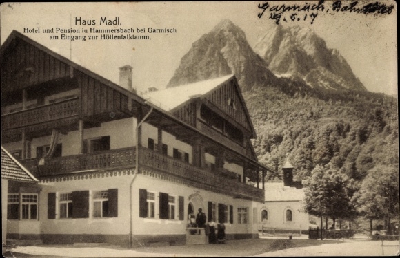 Postcard Hammersbach Grainau in Upper Bavaria, Haus Madl, Hotel Hammersbach