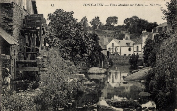 CPA Pont Aven Finistère, Vieux Moulins sur l'Aven