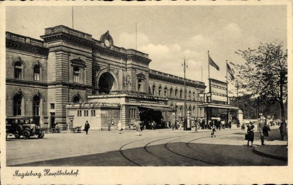 Postcard Magdeburg an der Elbe, Hauptbahnhof