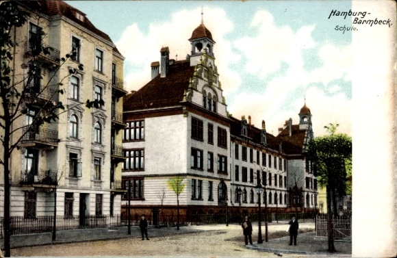Postcard Hamburg Nord Barmbek, School