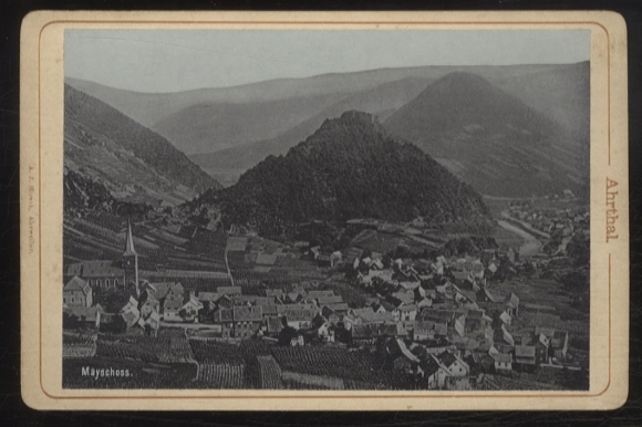 Cabinet photo overall view of the wine village of Mayschoss with its vineyards in the Ahr valley
