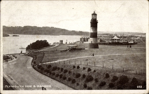Postcard Plymouth Devon England, lighthouse