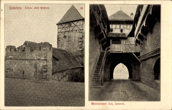Postcard Iphofen in Lower Franconia, Death or Plague Gate, Einersheimer Gate, Interior