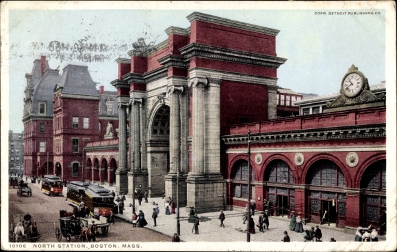 Briefkaart Boston Massachusetts de VS, de Post van het Noorden