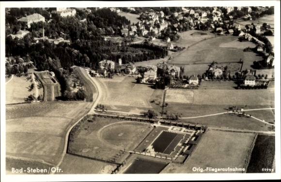 Postcard Bad Steben in the Franconian Forest Bavaria, aerial photograph