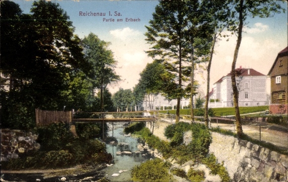 Postcard Reichenau in the Erzgebirge, Am Erlbach