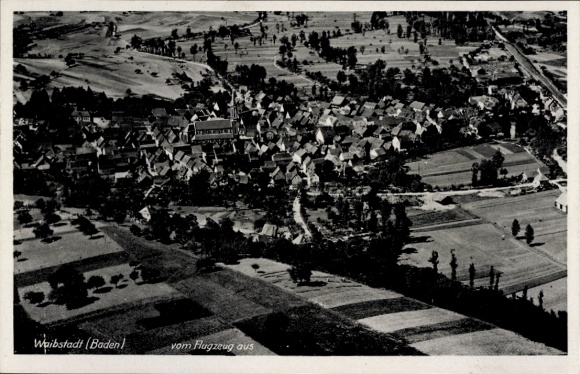 Postcard Waibstadt in Baden, aerial photograph