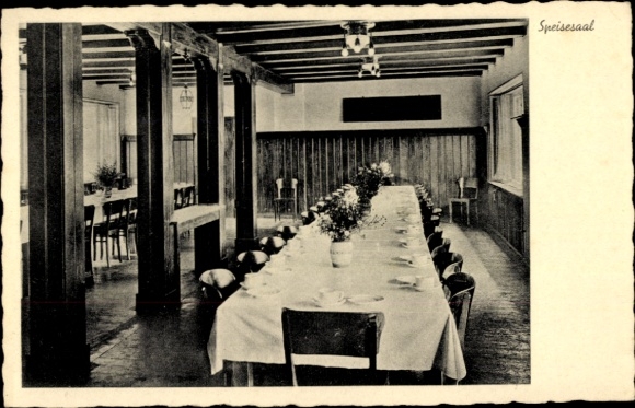 Postcard Herzogswalde Wilsdruff Saxony, convalescent home Tännichtmühle, dining room