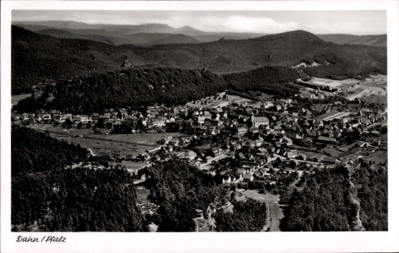 Postcard Dahn in the Palatinate, aerial photograph