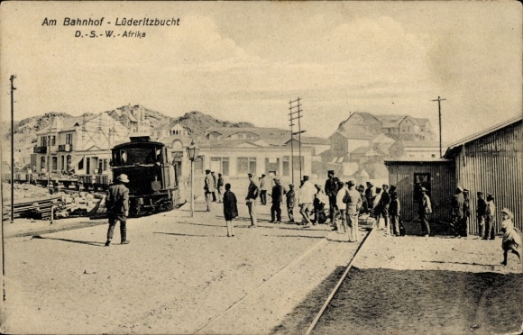 Ak Lüderitzbucht Lüderitz Namibia, Deutsch Südwest Afrika, Bahnhof