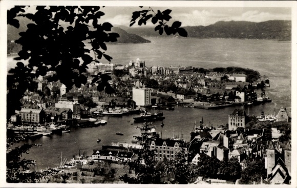 Postcard Bergen Norway, total