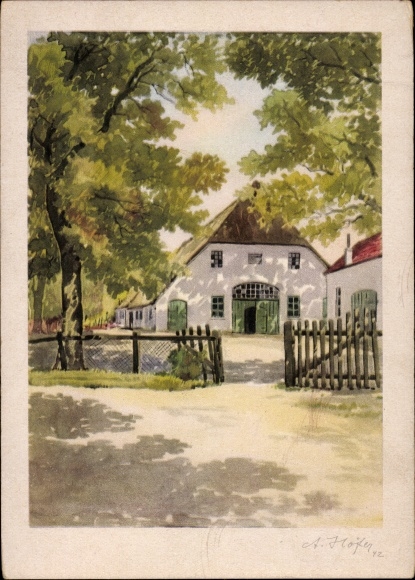 Artist PC Höfer, A., Lower Saxony house, residential building, fence