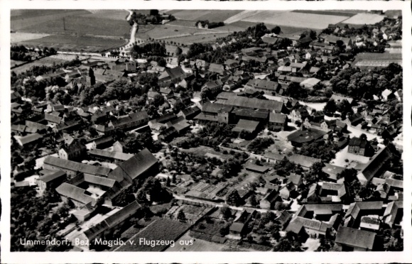Postcard Ummendorf in Saxony Anhalt, aerial photograph