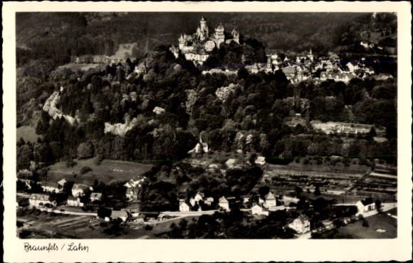 Postcard Braunfels on the Lahn, aerial photograph